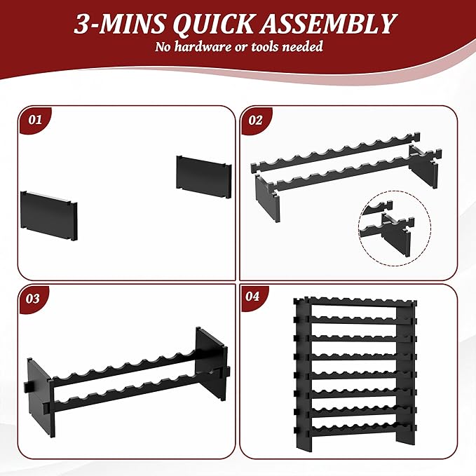 VASMIA Bamboo Stackable Wine Rack,72 Bottles Wine Rack Freestanding Floor,No Tools Assembly,8-Tier Display Wine Storage Shelf for Kitchen, Bar, Dining Room,Cellar,Black