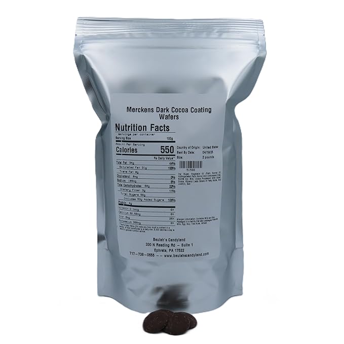 MERCKENS Coating Wafers, Dark Melting Chocolate, Cocoa Dark, 2 Pound Package