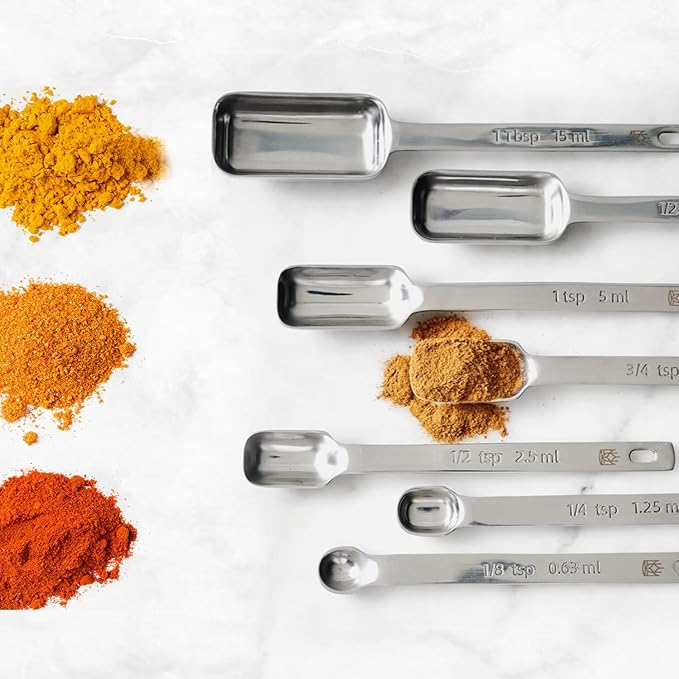 King Arthur Baking Company Spice Measuring Spoons, 18/8 Stainless Steel, 7-Piece Set