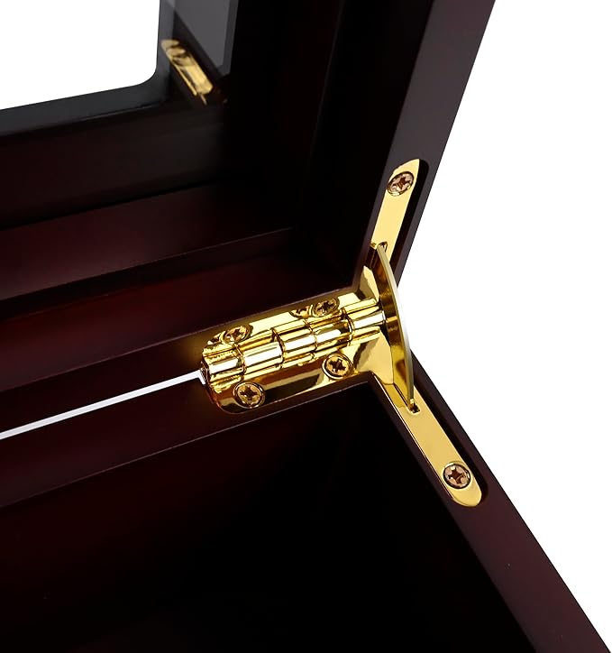 CIGAROL Luxury Wooden Tea Box Organizer – 6 Compartment Storage Chest with Scratch-Resistant Glass Lid – Ideal for Tea Bags, Coffee Pods, Spices, or Office Supplies