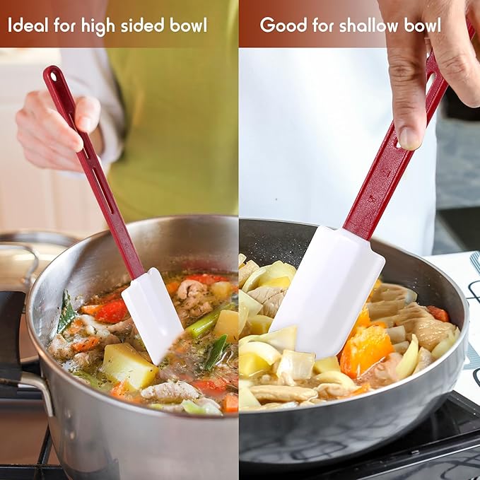 Norme 6 Pcs High Temp Silicone Spatulas Heat Resistant Rubber Spatula Commercial Silicone Scraper with Handle for Kitchen Cook Baking Mixing Utensil, Dishwasher Safe (10,14,16.5 Inch)