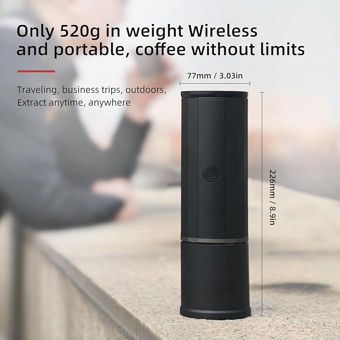 portable coffee maker15 Bar Mini Coffee Maker USB-C & Car Charger, Lightweight Espresso Maker Black