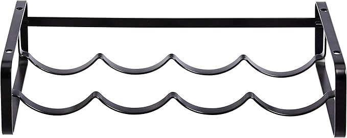 Amazon Basics Tabletop Stackable 4-Bottle Metal Wine Rack, 3.74"D x 15.75"W x 7.87"H, Black