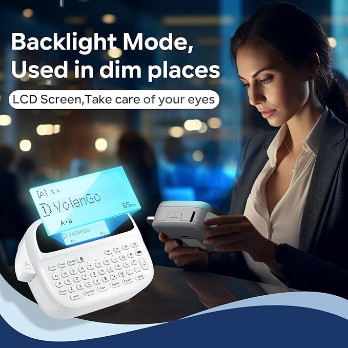 M950 Label Maker, Rechargeable Backlit Labeler Machine with Tapes 12mm 0.47 White for Office Home School, Bluetooth Handheld Label Printer Replacement for Brother Ptouch Label Maker Machine