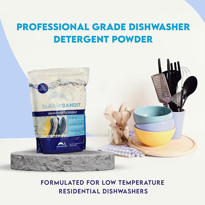 Dishwasher Powder Detergent with Phosphate. The Best Dishwasher Detergent for Spotless Dishes in Hard Water! ALL-IN-ONE (Soak, Wash & Rinse). (Pack of 1)…