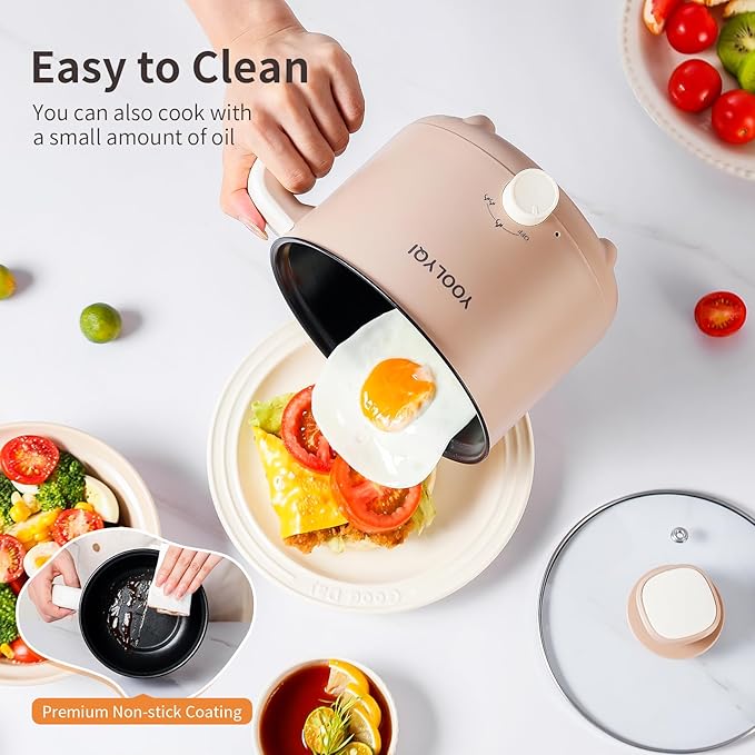 Hot Pot Electric : 1.5L Mini Ramen Cooker with 2 Temp Settings, Portable Lazy Pot Dorm, Office Must Have for Ramen/Noodles/Soup/Oatmeal