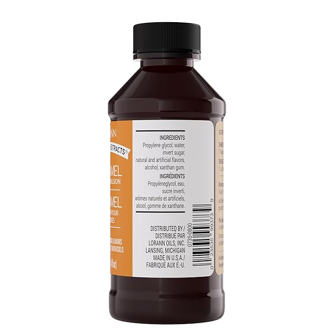 Lorann Oils Caramel Bakery Emulsion: Rich Caramel, Perfect for Boosting Sweet Caramel Notes in Cakes, Cookies & Desserts, Gluten-Free, Keto-Friendly, Caramel Extract Substitute Essential