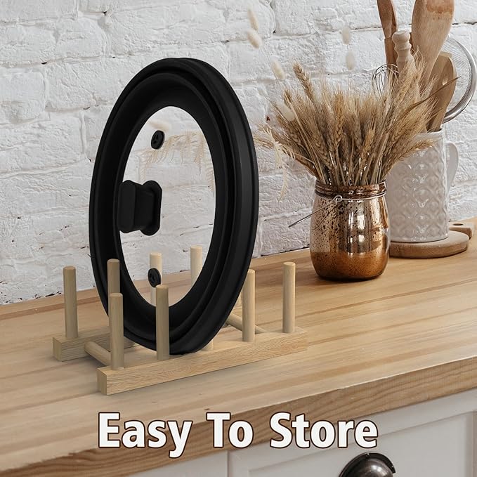 Lzerking Microwave Splatter Cover & Silicone Mat, 10.8 inch Glass Splatter Guard Lid with Collapsible Silicone for Food, Fits 6-10 inch Pot Plate Bowl, Heat Resistant, Dishwasher Safe, Kitchen, Black