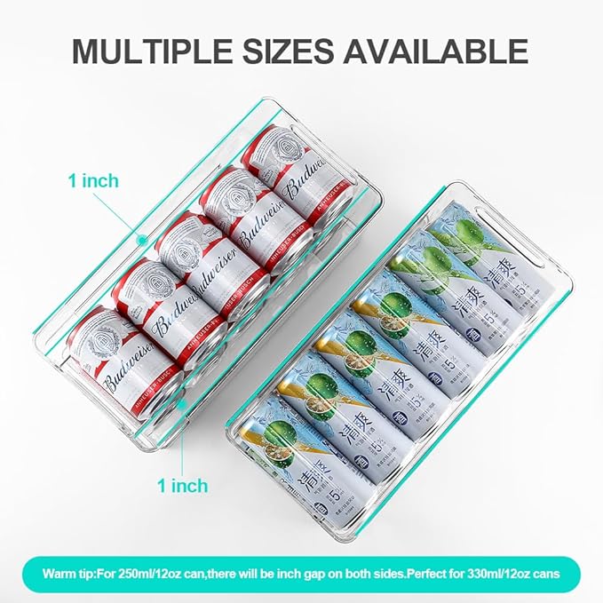 Xicennego Upgrade Double-Layer Rolling Beverage Soda Can Storage Organizer, Soda Can Dispenser for Refrigerator, Fridge Can Drink Holder, Plastic Storage Rack for Fefrigerators, Pantry (Standard)