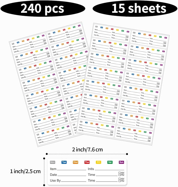 STARLIBOO Removable Multicolor Labels, Blank Stickers for Food Containers, 1x3 Inch, Waterproof, Easy Peel Off (240 Labels)
