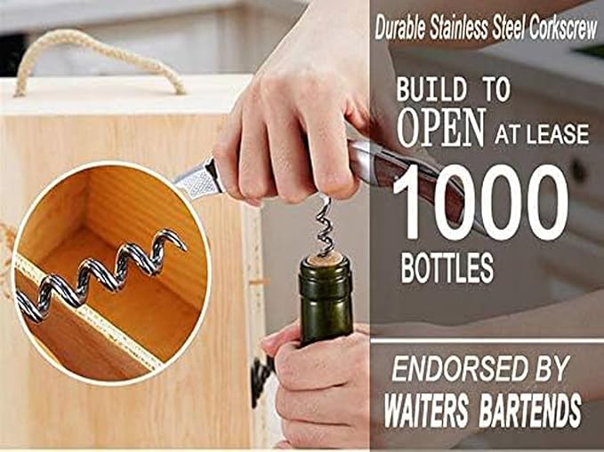 Professional Waiter Corkscrew Wine Key for Bartenders Set of 3,With Long Rosewood Handle Stainless Steel Handle Wine Opener for Bar Restaurant Waiters, Sommelier, Bartend (Rose Wood 3 Packs)