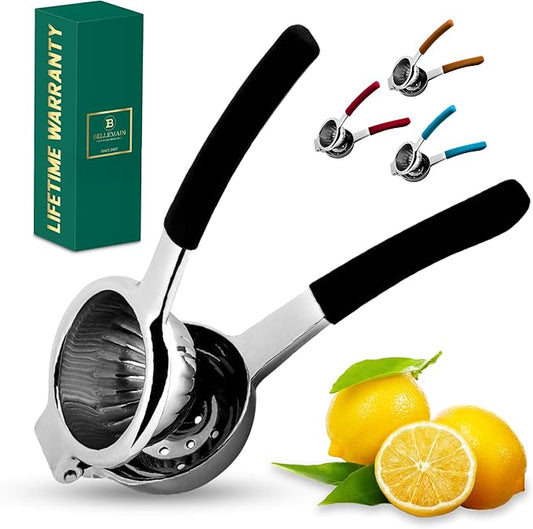 Stainless Steel Lemon Squeezer and Lime Press - Heavy Duty Manual Citrus Juicer and Handheld Juice Press for Lemons, Limes, and Small Citrus Fruits