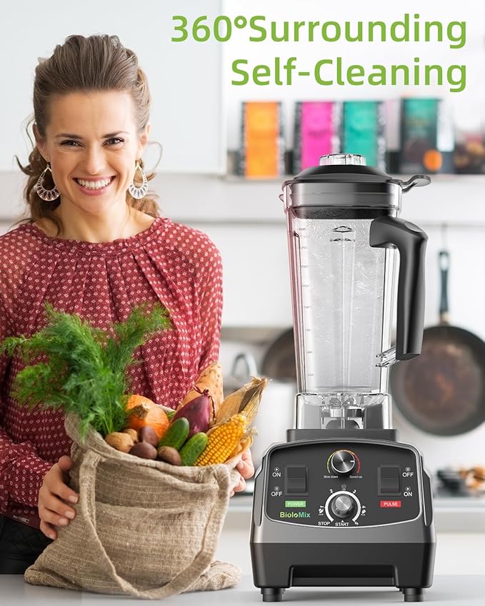 BioloMix Professional Blender,Smoothie Blender,Blender for Kitchen with 2200 Watt Motor,68 Oz Large Capacity, High Speed Blender for Shakes, Smoothies, Ice Crushing, Frozen Fruits (with Extra Parts)