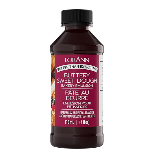 LorAnn Oils Buttery Sweet Dough Bakery Emulsion: Authentic Taste, Ideal for Amplifying Sweet Bready Notes in Baked Goods, Gluten-Free, Keto-Friendly, Essential for Your Kitchen, 4 Oz