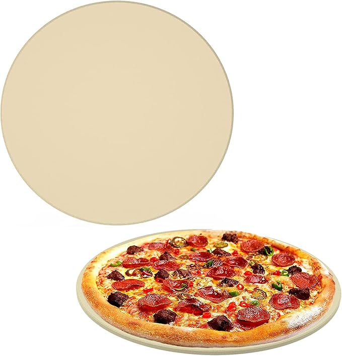Onlyfire Heavy Duty Ceramic Pizza Grilling Stone, 15" Round Baking Stone for Best Crispy Crust Pizza, Perfect for Oven, BBQ and Grill, Thermal Shock Resistant