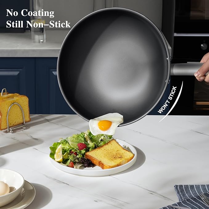 13 in Titanium Wok with Lid – Nonstick Wok & Stir-Fry Pan, All Stovetops & Induction Safe, Oven & Dishwasher Safe, Non-Toxic, No Coating – Durable Titanium Cookware, Frying Pan & Pot