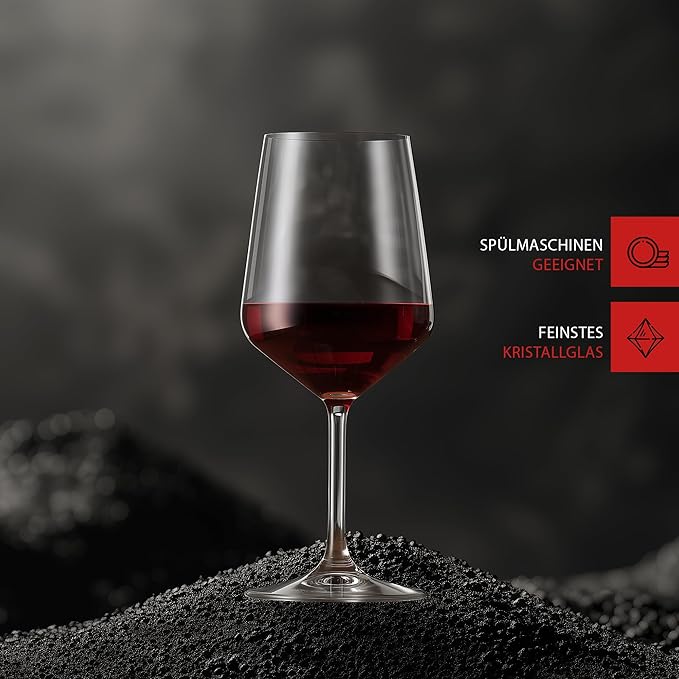 Spiegelau Style Red Wine Glasses, Set of 4, European-Made Lead-Free Crystal, Classic Stemmed, Dishwasher Safe, Professional Quality Red Wine Glass Gift Set, 22.2 oz