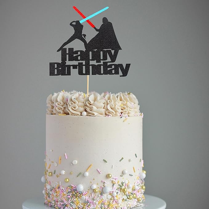 Arthsdite 1Pc Darth Vader Happy Birthday Cake Topper Alien War Cake Pick - Children's Birthday Baby Shower Party Supplies Decorations For Boys