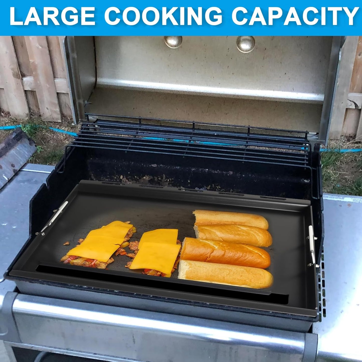 Full-Size Griddle Inserts for Weber Genesis 300 Series Gas Grills, Flat Top Griddle Replacement Parts for Weber Genesis E-310 S-310 E-320 S-320 E-330 S-330 EP-310 EP-320 EP-330 Gas Grills 7524