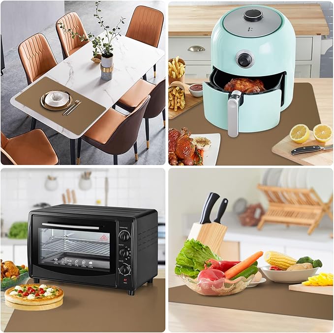 Silicone Mats for Kitchen Counter, Nonslip Silicone Mats for Crafts Countertop Protector Heat Resistant Mat (78.7” x 15.7”, Taupe)