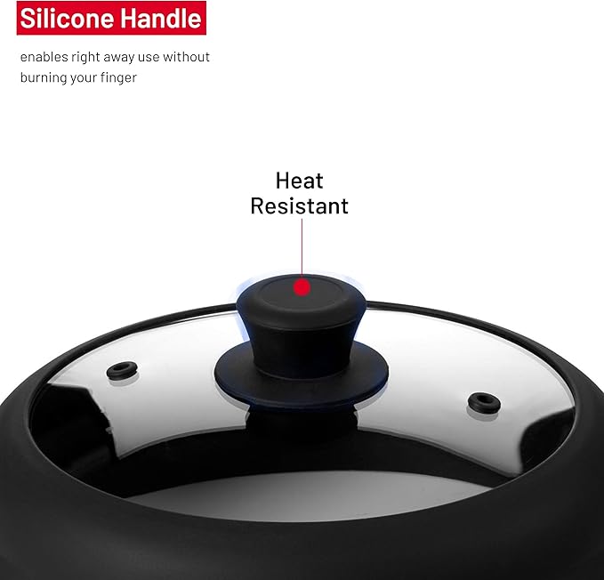 Bezrat Vented Glass Microwave Plate Cover | Large 12-inch Splatter Guard Lid | Firm Grip Silicone handle | 100% Food Grade | Dishwasher Safe (Black)