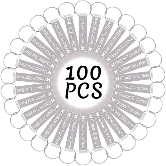 100PCS Personalized Bottle Opener Keychain Bulk Custom Beer Bottle Opener with Logo Text Engraved Wedding Bottle Opener Favors Customized Gifts for Guests Baby Shower Birthday Party-Silver