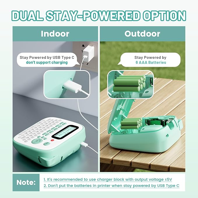 D210S Kids Label Maker, Label Maker Machine with Waterproof-Labels, Portable Keyboard Labeler Machine with-Tape 12mm 0.47 Laminated White, Multiple Symbols for Home Garden Office School Kids Use