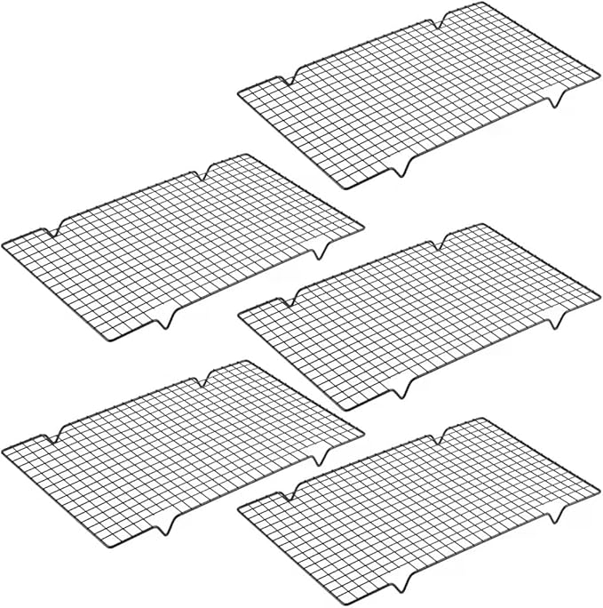 5PCS Cooling Racks for Cooking and Baking - 10" x 16" Wire Rack Baking Rack, Oven Cooking Rack, Heavy Duty Baking Rack for Grilling. Roasting, Cooking, Drying