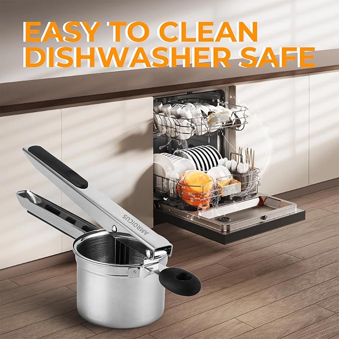 Potato Ricer 15oz, Heavy Duty Stainless Steel Potato Masher with 3 Interchangeable Discs, Large Masher and Ricer Kitchen Tool for Mashed Potatoes, Spaetzle Noodle Maker, Potato Press