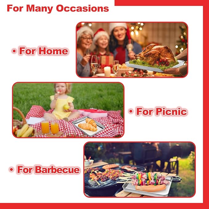 Baking Sheets for Oven, Stainless Steel Cookie Sheet Baking Pan Toaster Oven Tray 10 x 8 x 1 Inch, Easy Clean & Non-stick & Dishwasher Safe