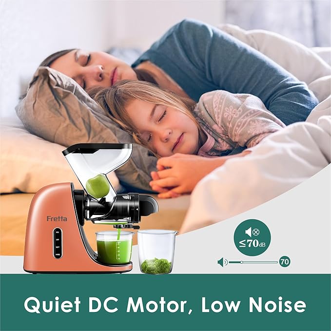 Cold Press Juicer,Juicer Machines Vegetable and Fruit with 3'' Feeding Chute, Masticating Slow Juicer, Juice Extractor, Easy to Clean,2 Speed, BPA-Free, 200W (Orange)