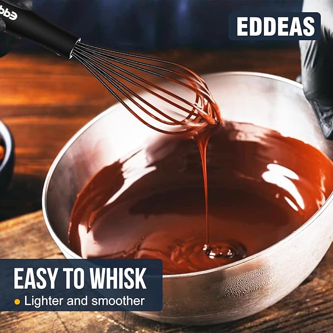 Silicone Mini Whisk, Small whisks Non-Stick Tiny Whisks set of 2（5.5in & 7.5in）-Heat Resistant (450°F) Whisks, Balloon Egg Beater Perfect for Whisking, Beating, Mixing, Blending, Black