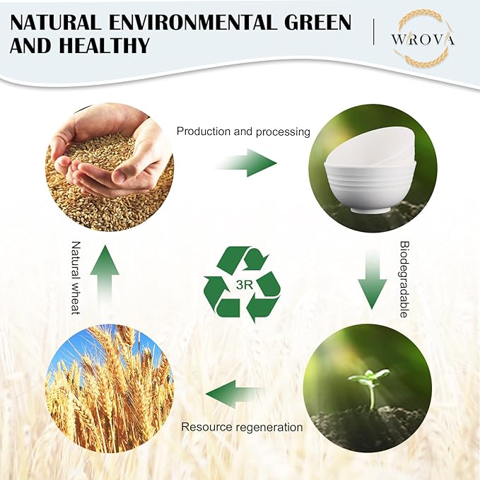 Wheat Straw Bowls Set of 8, Unbreakable White Cereal Bowl 26OZ, Microwave and Dishwasher Safe Oatmeal Bowls, Kitchen Bowl Suitable for Cereal,Salad,Snack (White)