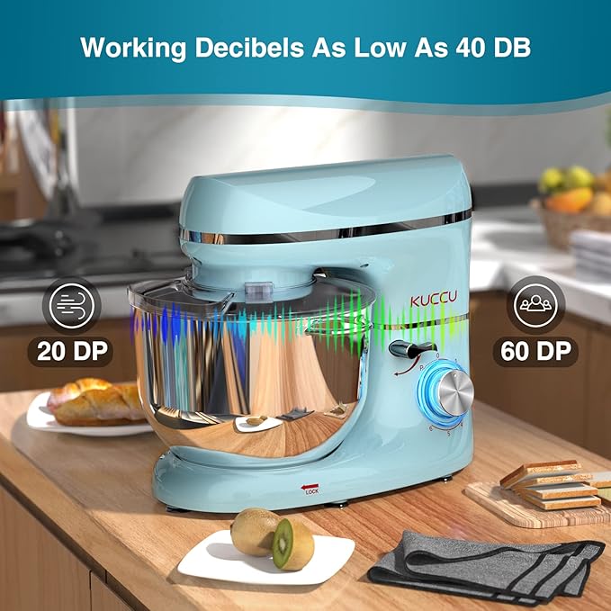 Stand Mixer, 6.5 Qt 660W, 6-Speed Tilt-Head Food Dough Mixer, Kitchen Electric Mixer with Stainless Steel Bowl,Dough Hook,Whisk, Beater, Egg white separator (6.5-QT, Blue)
