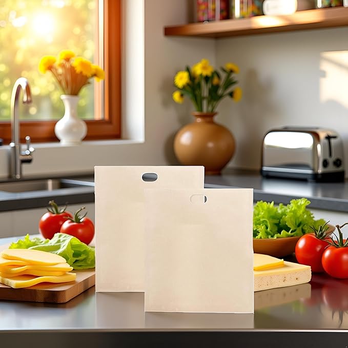 2 Pcs Yellow Toaster Bags for Grilled Cheese Sandwiches Baked Toast Food Bags Made Easy Reusable Size 16 * 18cm Comfortable and Environmentally Toaster Oven Cookware