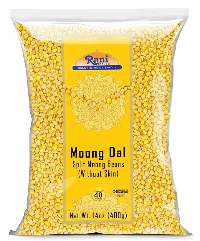 Rani Moong Dal (Split Mung Beans Without Skin) Lentils Indian 14oz (400g) ~ All Natural | Gluten Friendly | Non-GMO | Kosher | Vegan | Indian Origin