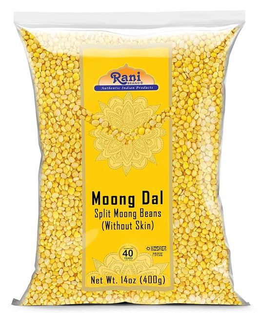 Rani Moong Dal (Split Mung Beans Without Skin) Lentils Indian 14oz (400g) ~ All Natural | Gluten Friendly | Non-GMO | Kosher | Vegan | Indian Origin