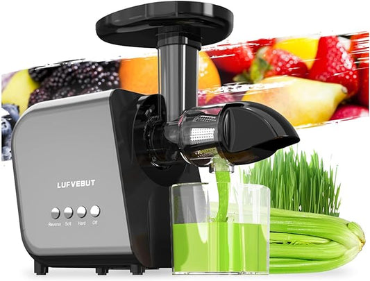 Slow Juicer Machine for Vegetables and Fruits Cold Press Masticating Extractor Celery Wheatgrass Leafy Greens Carrot Ginger Beet, Easy to Clean Juicer BPA-Free Reverse Function,Dishwasher Safe