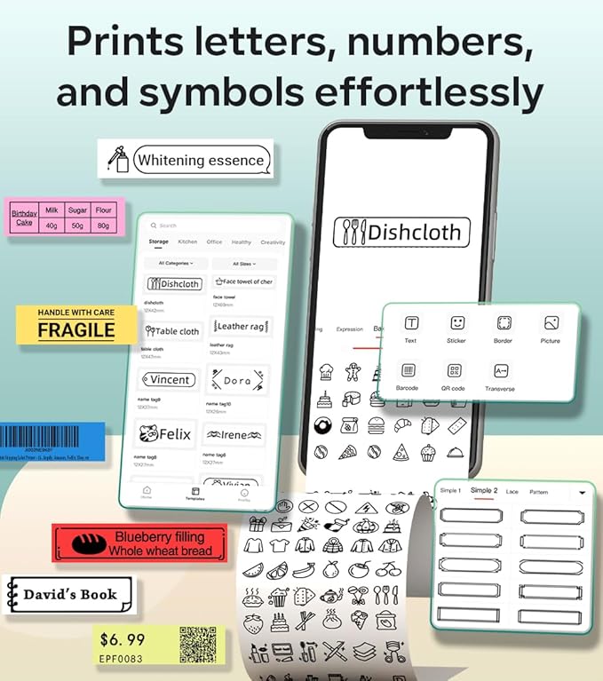 Phomemo P12 PRO Label Maker Machine with Tape, Mini Bluetooth Portable Thermal Labelmaker for Home, Office, Organizing, Kitchen, Wireless Small Label Makers with Multiple Templates, Green