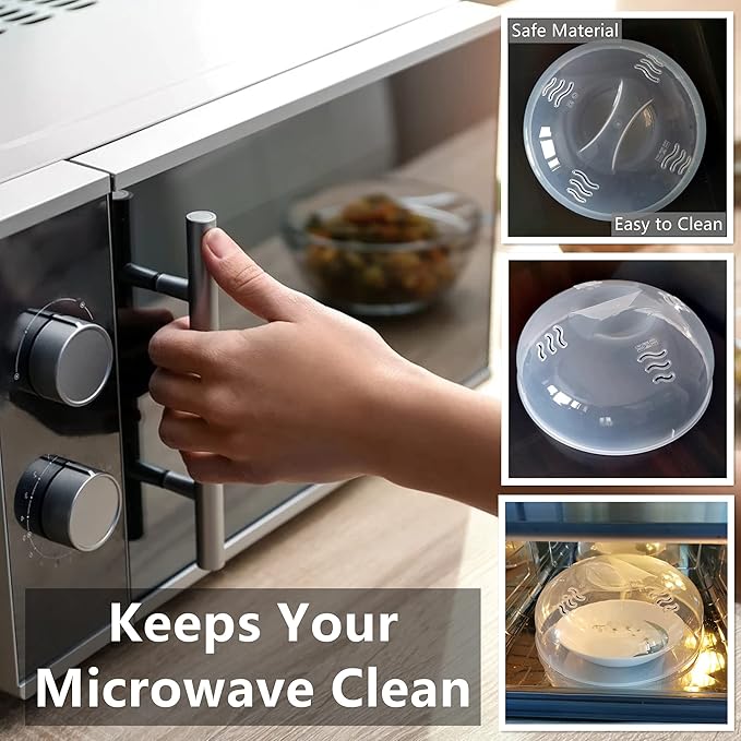 Microwave Splatter Cover for Food Large Microwave Plate Food Cover With Easy Grip Handle Anti-Splatter Lid With Enlarge Perforated Steam Vents,11.5 Inch,BPA Free & Dishwasher Safe