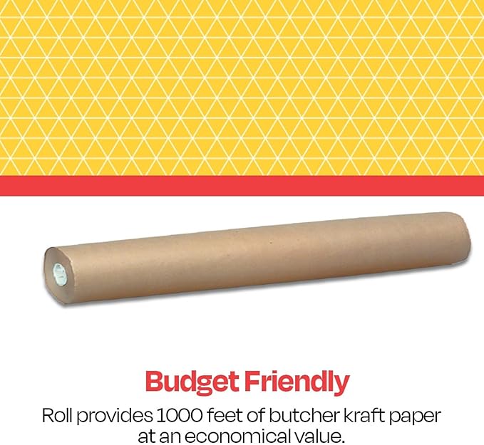 School Smart Butcher Kraft Paper Roll, 40 lbs, 48 Inches x 1000 Feet, Brown