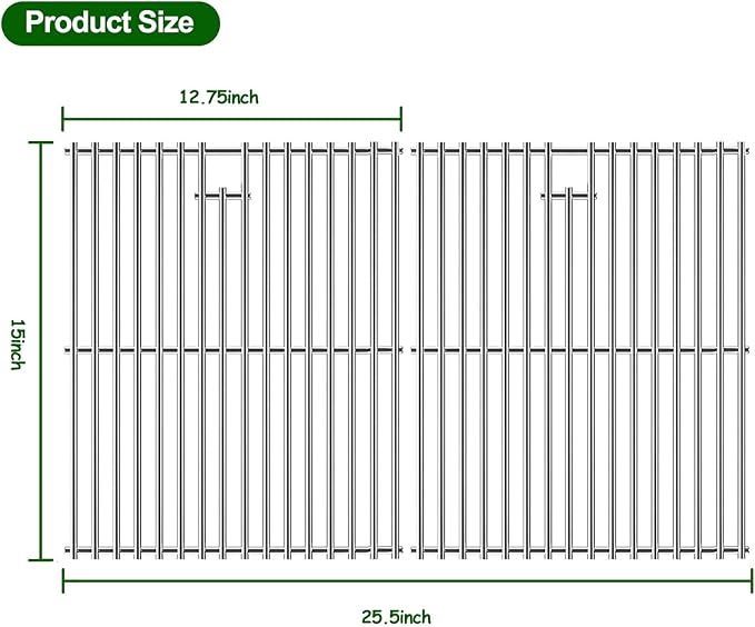 SF4362(2-Pack) 15" Cooking Grates Replacement for Broil King, Broil-Mate, Huntington, Sterling Gas Select Gas Grill Models, Stainless Steel Grill Grates