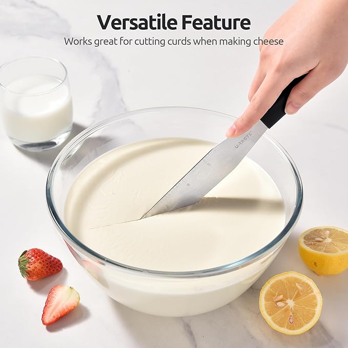 U-Taste 8in Cake Icing Spatula: Flexible Decorating Frosting Knife with Straight Thinner Stainless Steel Blade, Smooth Spreading Tools with Comfortable PP Handle for Cookie, Cream, Cupcake (Black)