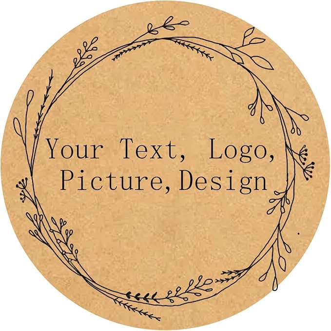 Custom Stickers Kraft Paper Labels Personalized Withe Text, Business Logo Customized Food Jars Labels Bakery Label Sticker Package Favor Canning Circle 100pcs (Style 14)