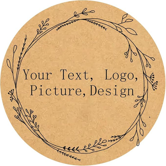 Custom Stickers Kraft Paper Labels Personalized Withe Text, Business Logo Customized Food Jars Labels Bakery Label Sticker Package Favor Canning Circle 100pcs (Style 14)