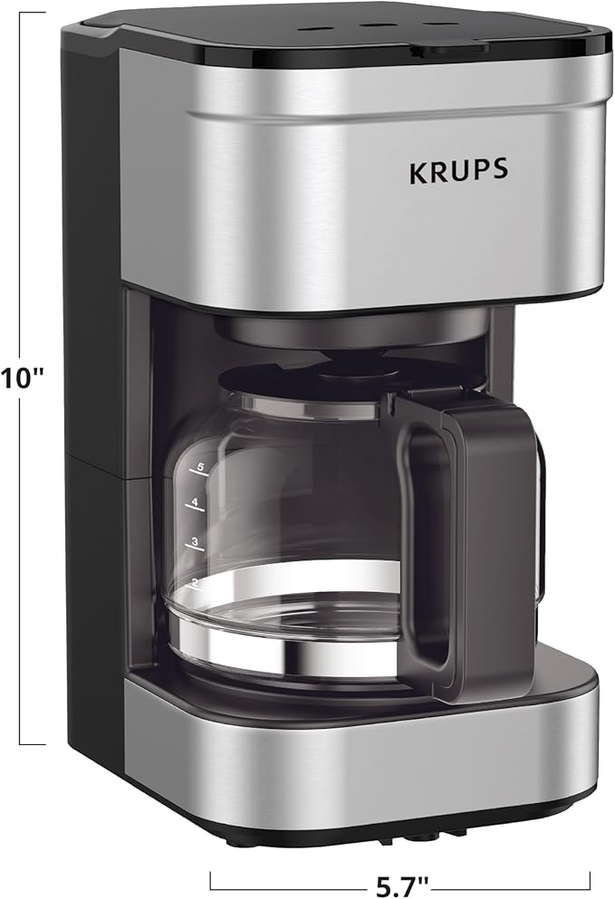 KRUPS Newer Model Drip Coffee Maker, Glass, Silver
