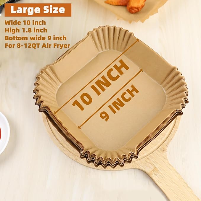 Air Fryer Liners Disposable,200PCS Victoyaw 10 Inch Square Air Fryer Parchment Paper Liners for 8-12QT Air fryer,Easy to Clean Non-Stick Waterproof Airfryer Paper Liner