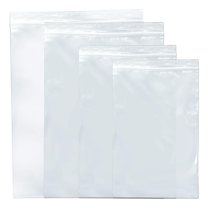 SNL Quality Zipper Lock Reclosable Clear Disposable Plastic Bags, Strong | Assorted Large Bag Sizes - 6" X9", 8" X 10", 9" X 12", 10" X 13" - 2 MIL - 400 Bags