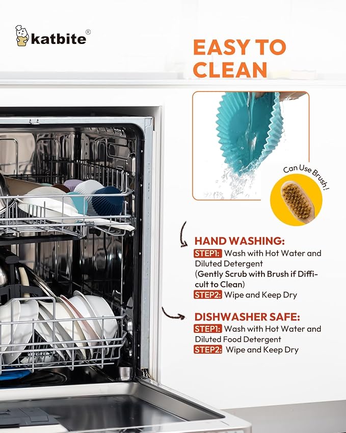 Silicone Cupcake Baking Cups Katbite 24 Pack Silicone Baking Cups Reusable Non-stick Heavy Duty Cupcake Liners for Baking Soft Pale Muffins Cups for Party Halloween Christmas