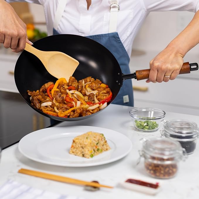JOYCE CHEN Classic Series 12-Inch Ceramic Nonstick Carbon Steel Stir Fry Pan